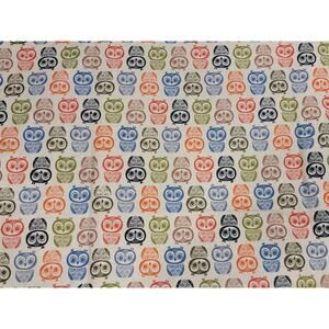 Colorful Owl White Cotton Fabric Woodland Owls 2 Yards 12 Inches New